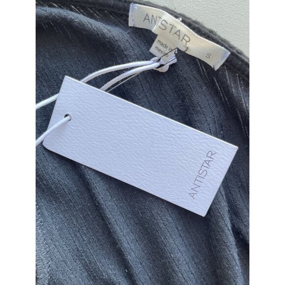 Antistar Soft Stretch Ribbed Black Midi Dress With Back Cutout & Short Sleeves N - Picture 4 of 5